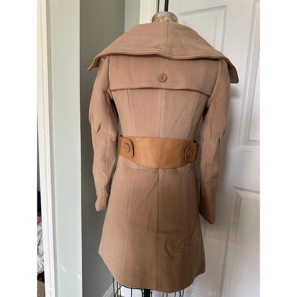Mackage Camel Wool cashmere Shawl Collar Peacoat Coat Sz TP, XS leather tan - Picture 1 of 16